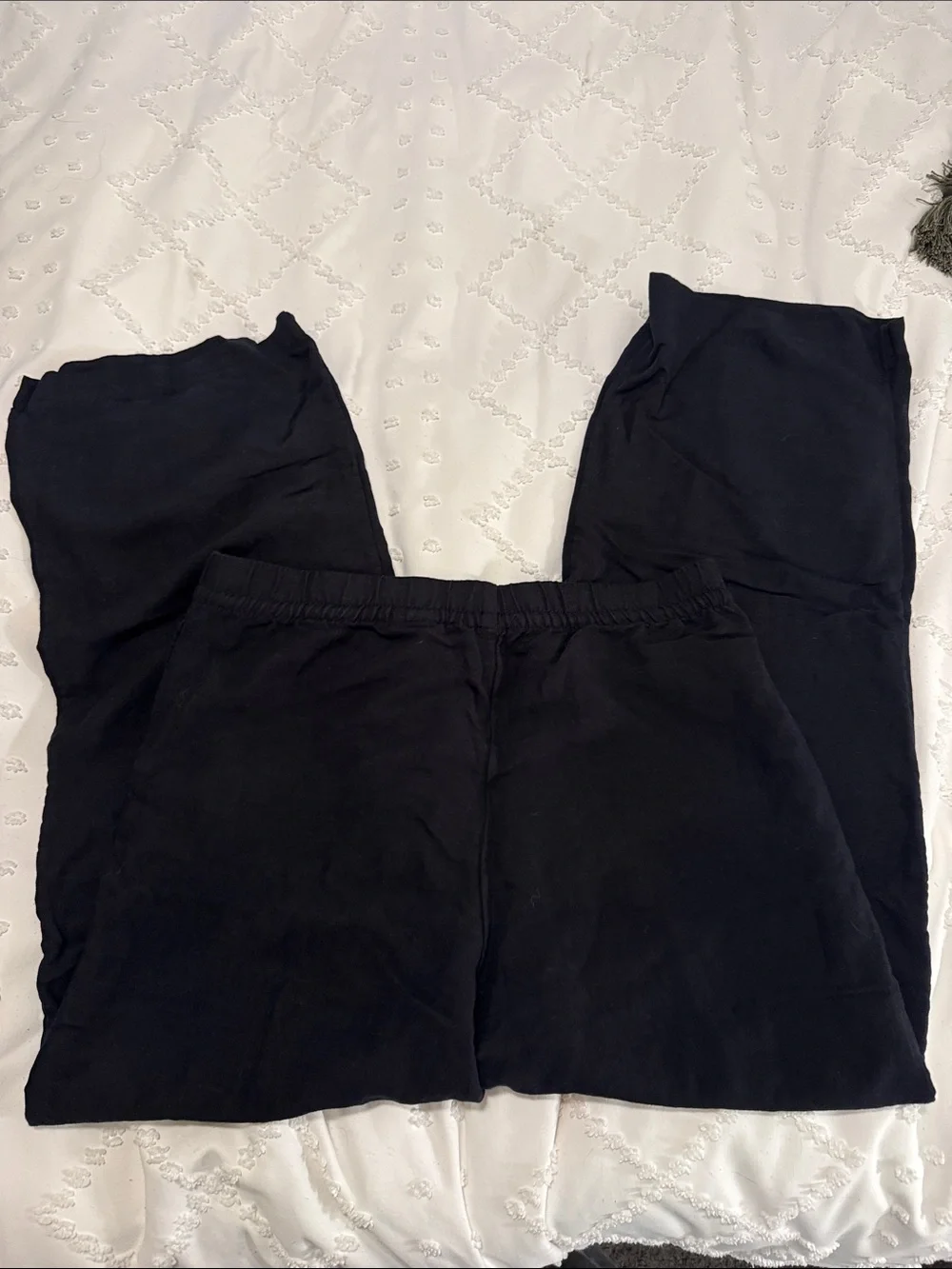 H&M Black Wide-Leg Linen Drawstring Pants